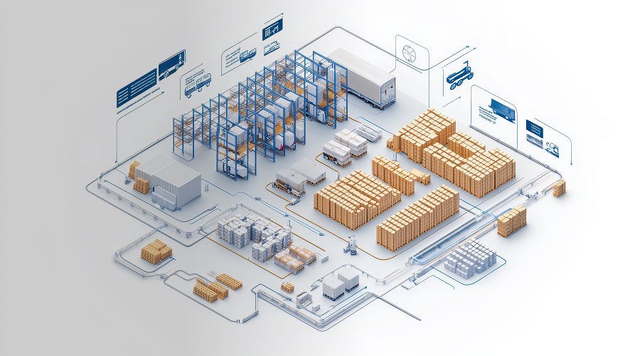 Isometric view layout of a warehouse