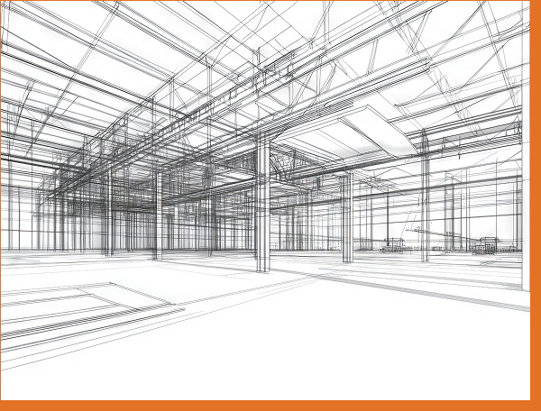 Sketch drawing of a warehouse interior
