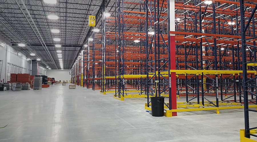 Warehouse with rack systems