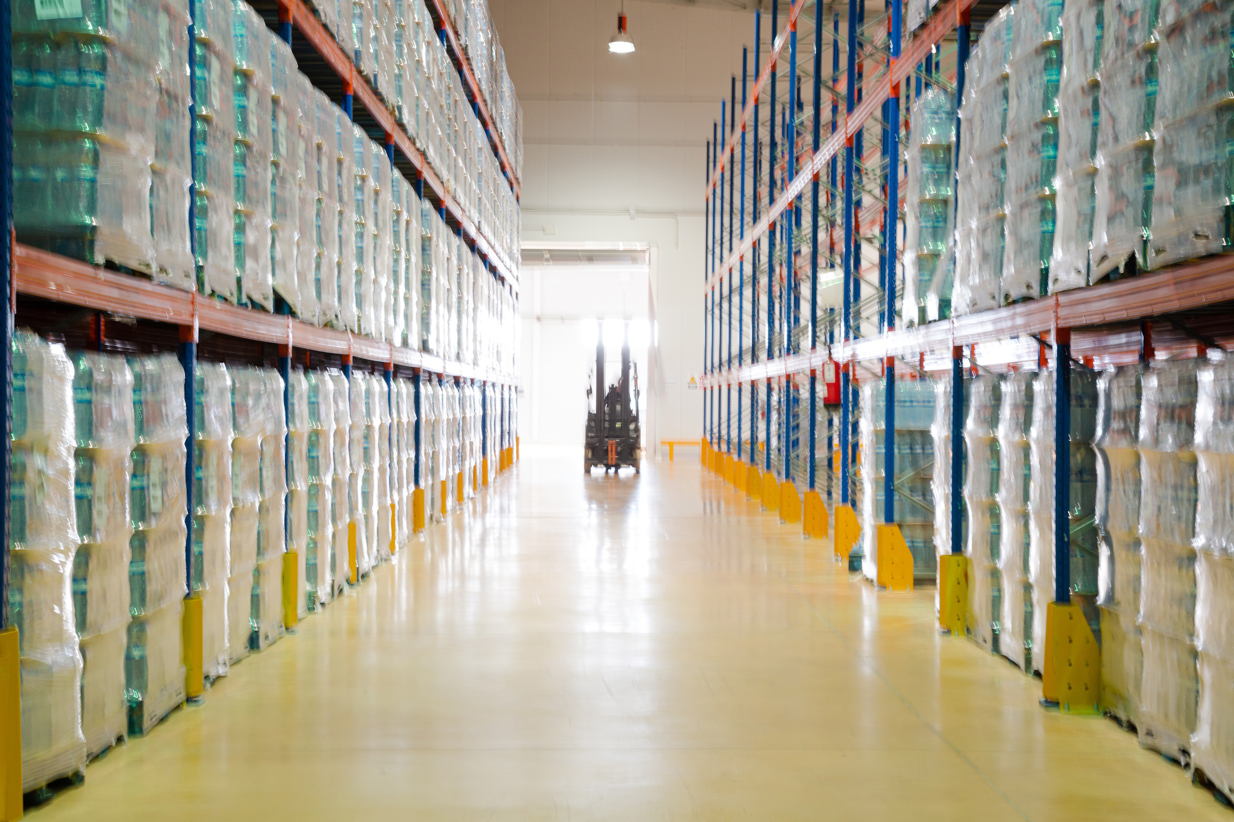 racks of stored goods